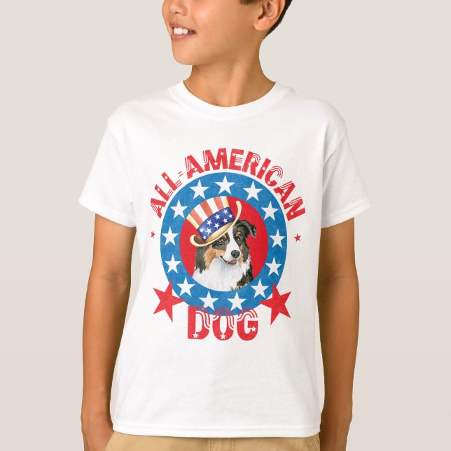 Patriotic Australian Shepherd T-Shirt (Front)