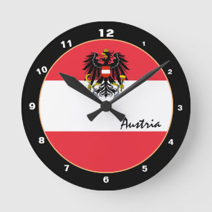 Patriotic Austrian Flag & Austria Home / design Round Clock