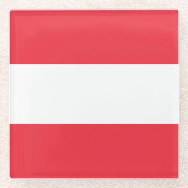 Patriotic Austrian Flag Glass Coaster (Front)