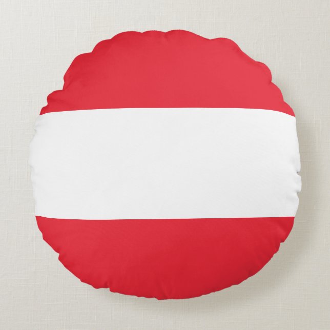 Patriotic Austrian Flag Round Cushion (Front)