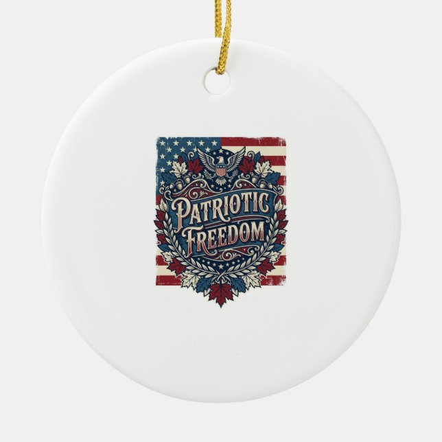 Patriotic Autumn Leaves Vector Graphic Tee Ceramic Tree Decoration (Front)