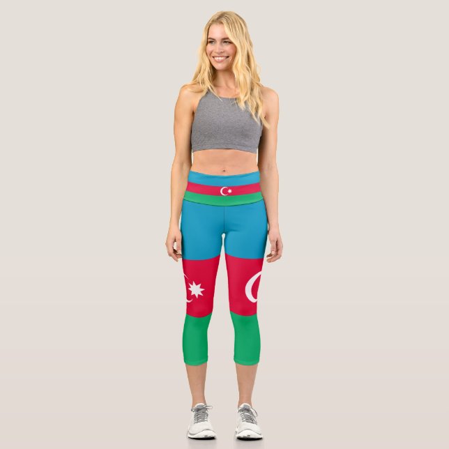 Patriotic Azerbaijan Flag Capri Leggings (Front)