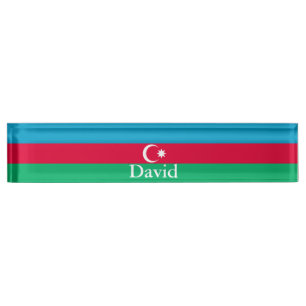 Patriotic Azerbaijan Flag Nameplate