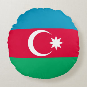 Patriotic Azerbaijan Flag Round Cushion