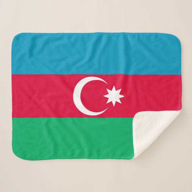 Patriotic Azerbaijan Flag Sherpa Blanket (Front (Horizontal))
