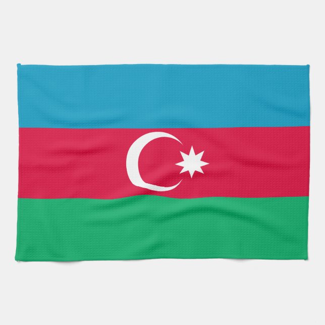 Patriotic Azerbaijan Flag Tea Towel (Horizontal)