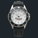 Patriotic B-17 Flying Fortress WW2 Heavy Bomber Watch<br><div class="desc">A green patriotic vector drawing featuring the B-17 Flying Fortress,  a WW2 US Air Force heavy bomber,  flying over the enemy territory,  prepared to attack. 
For military and aviation enthusiasts.</div>