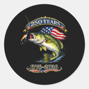 Patriotic B Fish And Flag 250 Years Fishing  Classic Round Sticker