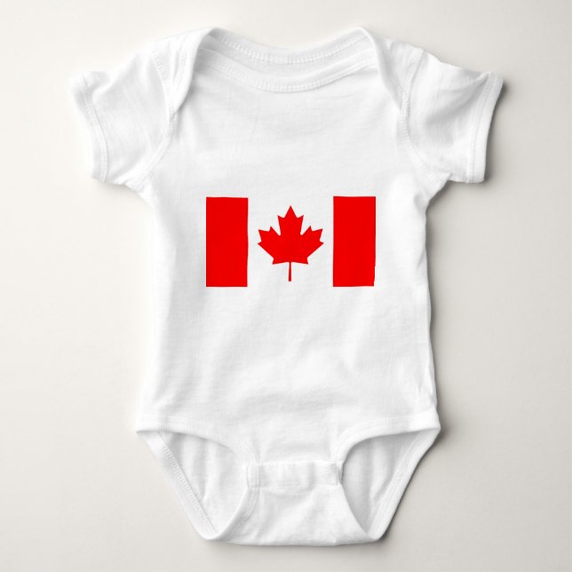 Patriotic baby bodysuit with flag Canada (Front)