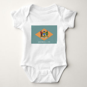 Patriotic baby bodysuit with flag of Delaware