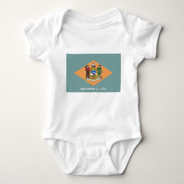 Patriotic baby bodysuit with flag of Delaware (Front)