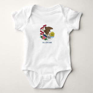 Patriotic baby bodysuit with flag of Illinois