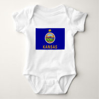 Patriotic baby bodysuit with flag of Kansas, USA