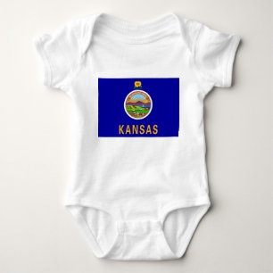 Patriotic baby bodysuit with flag of Kansas, USA