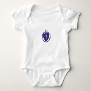 Patriotic baby bodysuit with flag of Massachusetts