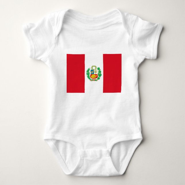 Patriotic baby bodysuit with flag Peru (Front)