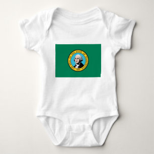 Patriotic baby bodysuit with flag Washington, USA