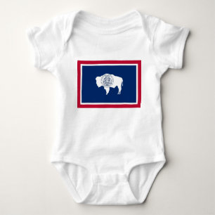 Patriotic baby bodysuit with flag Wyoming