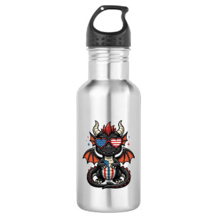 Patriotic Baby Dragon Vintage Vector Shirt Design_ 532 Ml Water Bottle