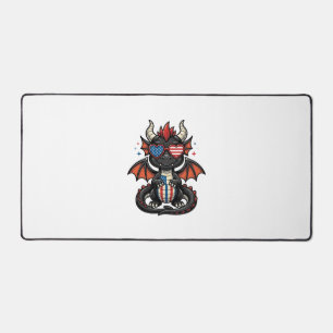 Patriotic Baby Dragon Vintage Vector Shirt Design_ Desk Mat