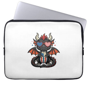 Patriotic Baby Dragon Vintage Vector Shirt Design_ Laptop Sleeve