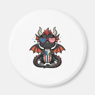 Patriotic Baby Dragon Vintage Vector Shirt Design_ Magnet
