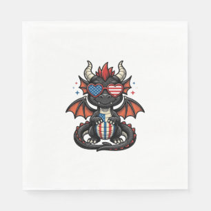 Patriotic Baby Dragon Vintage Vector Shirt Design_ Napkin