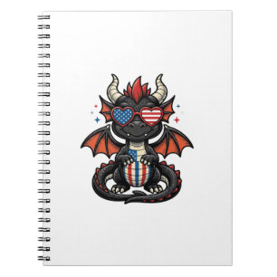 Patriotic Baby Dragon Vintage Vector Shirt Design_ Notebook