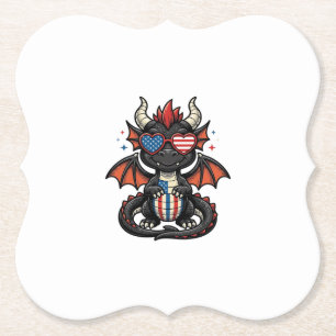 Patriotic Baby Dragon Vintage Vector Shirt Design_ Paper Coaster