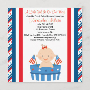 Patriotic Baby Girl  Baby Shower Invitation