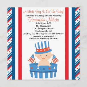 Patriotic Baby in Barrel Baby Shower Invitation