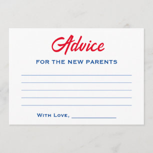 Patriotic Baby Shower 4th July Red White And Due Advice Card