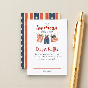 Patriotic Baby Shower Diaper Raffle Enclosure Card