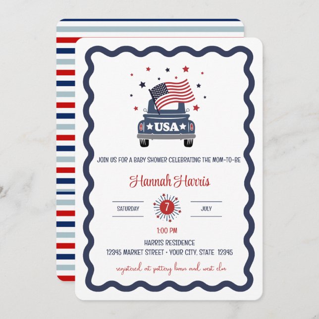 Patriotic Baby Shower Invitation (Front/Back)