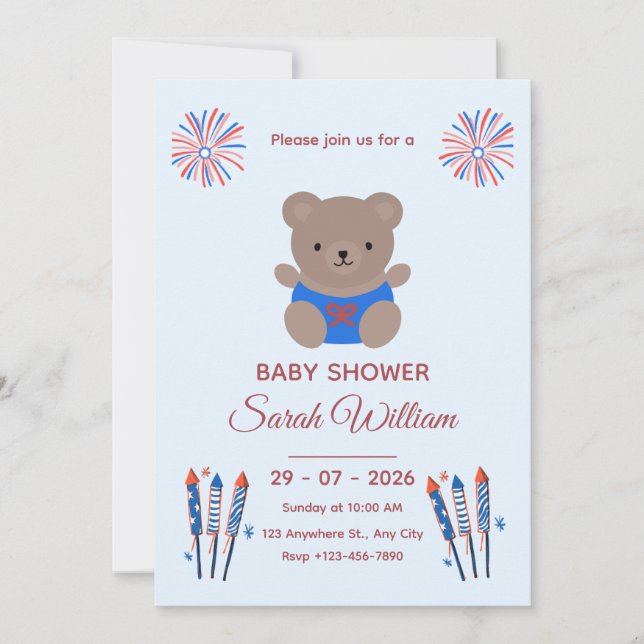 Patriotic Baby Shower Invitation  (Front)