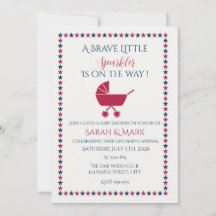 Patriotic Baby Shower Invite Brave Little Sparkler