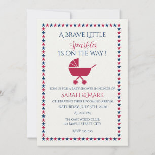 Patriotic Baby Shower Invite Brave Little Sparkler