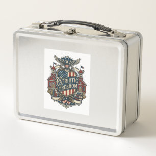 Patriotic Back to School Vector Graphic Tee Metal Lunch Box