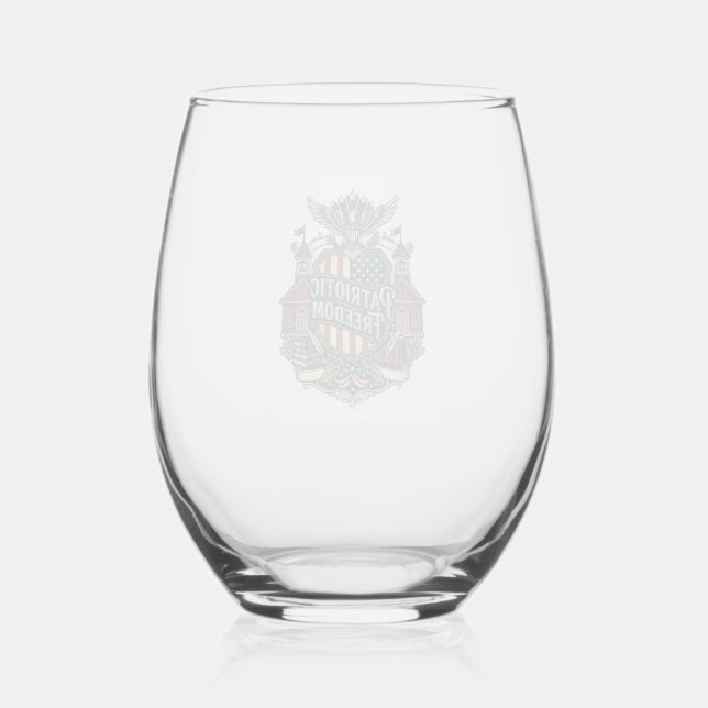 Patriotic Back to School Vector Graphic Tee Stemless Wine Glass (Front)