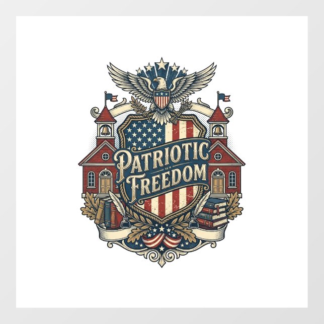 Patriotic Back to School Vector Graphic Tee Window Cling (Sheet)