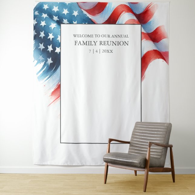 Patriotic Background American Flag Red White Blue Tapestry (In Situ)
