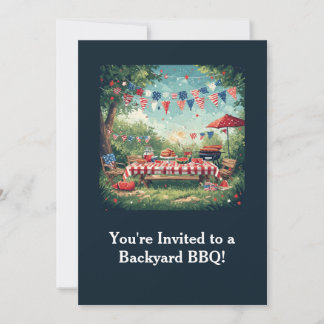 Patriotic Backyard BBQ Scene – 4th of July Invitation