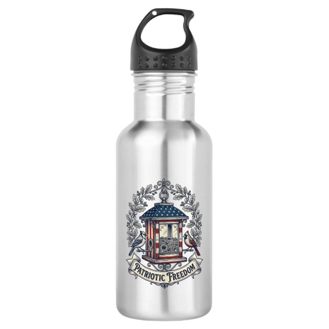 Patriotic Backyard Bird Feeder Vector Graphic Tee_ 532 Ml Water Bottle (Front)