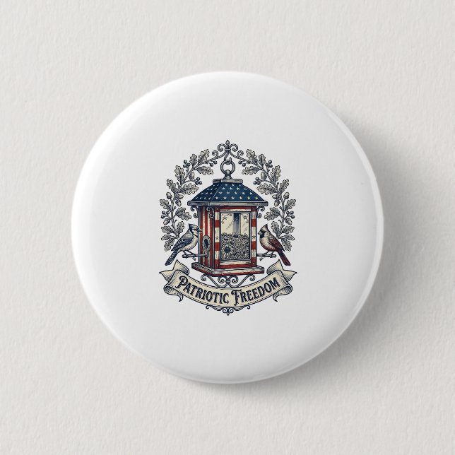 Patriotic Backyard Bird Feeder Vector Graphic Tee_ 6 Cm Round Badge (Front)