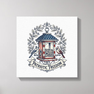 Patriotic Backyard Bird Feeder Vector Graphic Tee_ Canvas Print