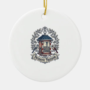 Patriotic Backyard Bird Feeder Vector Graphic Tee_ Ceramic Tree Decoration