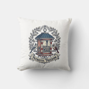 Patriotic Backyard Bird Feeder Vector Graphic Tee_ Cushion