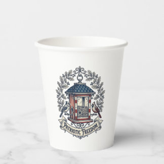 Patriotic Backyard Bird Feeder Vector Graphic Tee_ Paper Cups
