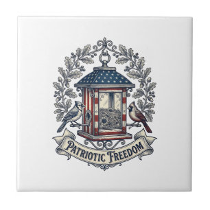 Patriotic Backyard Bird Feeder Vector Graphic Tee_ Tile