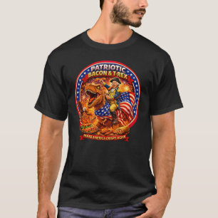 Patriotic Bacon T-Rex Presidential Funny 4th T-Shirt